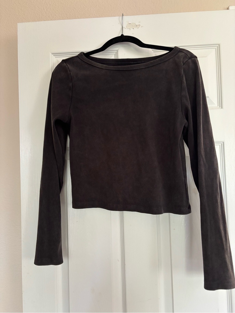 Gap Women's Long Sleeve Boatneck Top - washed black